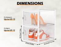 Cajas de almacenamiento de zapatos apilables de plástico transparente para armario, organizador de zapatos, tamaño 13, 12 paquetes - details 0
