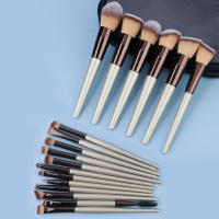 Juego de 18 Pinceles de Maquillaje Bolsa Portátil de Oro Champán con Pinceles de Sombras de Ojos y Cabello Suave - details 4