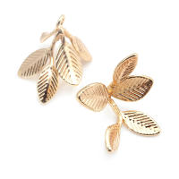 Colgantes de hojas de árbol de latón de Color dorado de 18K, accesorios para collar y pendientes, joyería Diy de alta calidad - details 6