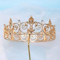 Corona Simple Bar Mitzvah, corona de rey, diadema con aro para el pelo, coronas de Príncipe de Metal, accesorios para el cabello de aleación, Tiaras redondas para boda - details 0