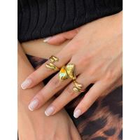 Juego de Anillos Geométricos Asimétricos para Mujer - Bisutería Urbana de Lujo, Diseño Vanguardista con Toque Hip-Hop, Joyería de Acero Quirúrgico y Titanio - details 12