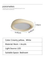 Lámpara de Techo para Dormitorio Moderna Minimalista LED Estilo Cremello de Resina - details 2