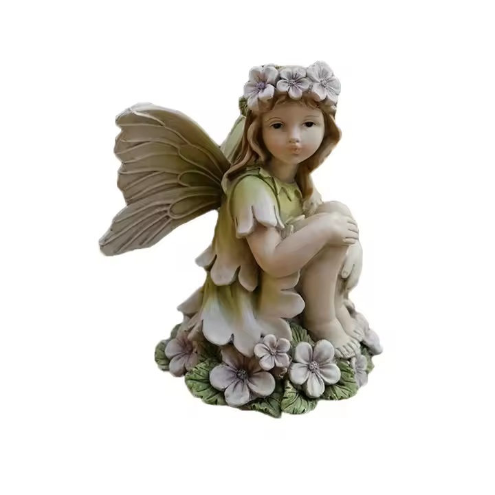 Estatua de Hada de las flores de resina artesanal, escultura de Ángel bonita y creativa, figurita en miniatura de jardín exquisita hecha a mano para fiesta - 1
