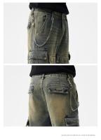 Vaqueros de moto con xes, ropa informal para hombre, moda Hip Hop Denim - details 7