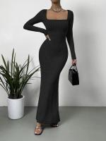 2024 Otoño e Invierno nuevo cuello cuadrado adelgazante cintura diseño sentido de la moda vestido de mujer tejido - details 26