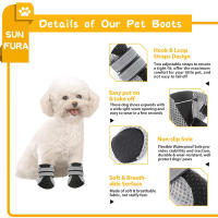 Botas reflectantes transpirables impermeables para perros pequeños y medianos, zapatos suaves de verano para mascotas, red para caminar al aire libre, seguridad nocturna - details 0