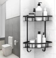 Organizador de Estante de Baño de Esquina Cesta de Pared Plateada sin Taladro - details 8