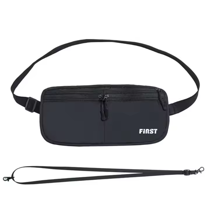 Riñonera deportiva Invisible para hombre, bolsa de viaje con cremallera de gran capacidad, antirrobo, transpirable, con cinturón para pasaporte - 1