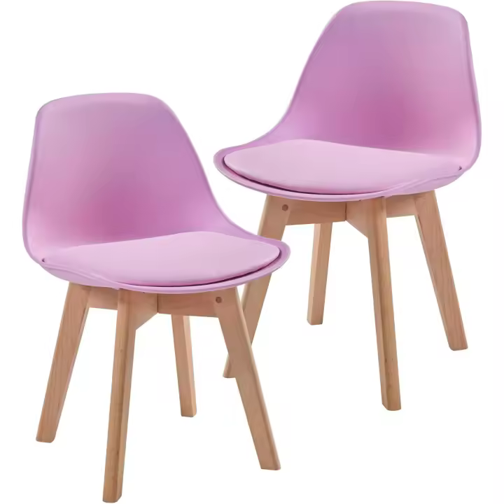 2 Asientos Infantiles Respaldo Ergonómico Habitación Infantil Plástico Haa Polipiel 56 x 38 x 33 cm - Blanco - 1