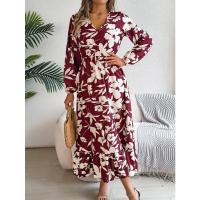Vestido casual de manga larga con volantes para mujer, cintura de flores, otoño e invierno - details 9
