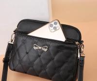 Nuevo Señoras Simple Hombro Bolso Bordado Corazón Crossbody Señoras Cuero Negro Bolso Pequeño Mensajero - details 4
