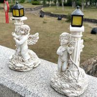 Lámpara Solar Ángel de Columnas Romanas Decoración de Jardín al Aire Libre Artesanías de Resina - details 0