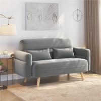 Sofá Moderno de 2 Plazas Tapizado de Tela Patas de Madera Cojines de Almohada para Sala - details 10