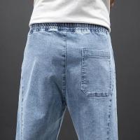 Primavera Verano negro azul Cargo Jeans hombres Streetwear Denim Jogger pantalones hombres holgados Harem Jean pantalones de talla grande - details 7