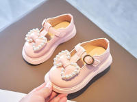 Zapatos de cuero para niña con lazos de perlas, zapatos planos suaves y cómodos con perlas de princesa, primavera y otoño - details 4
