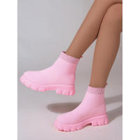 Zapatos de cuña informales ligeros hasta el tobillo para mujer de marca, botas de plataforma de media pantorrilla con calcetín de punto, invierno - details 6