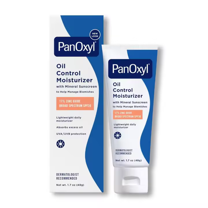 PanOxyl AM Control Moisturizer, NUEVA fórmula transparente, absorbe el exceso de aceite y reduce el brillo, con protector solar mineral para personas propensas al acné y - 1
