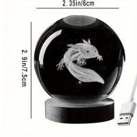 1pc lámpara de bola de cristal grabada con láser Axolotl 3D, luz nocturna multicolorida, regalo creativo de cumpleaños para novia, compañera de clase, esposa, niños, decoración del hogar para sala de estar y dormitorio - details 5