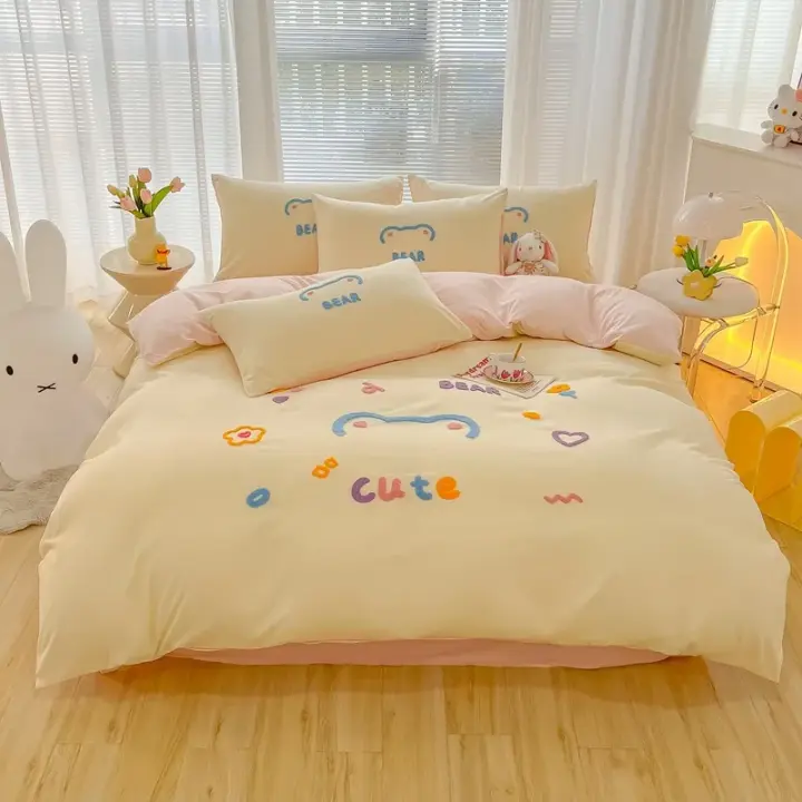 Juego de Ropa de Cama de Dibujos Animados Duck Rabbit Bear Tamaño Grande - 1
