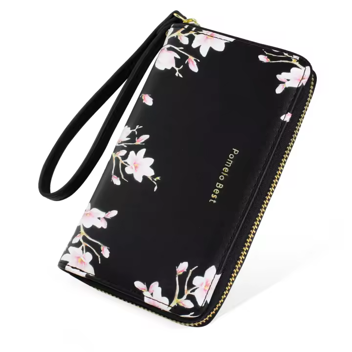 Carteras de Mujer con Estampado Floral - Monedero Elegante con Asa y Cremallera |   Cartera mediana con protección RFID para mujer - 1