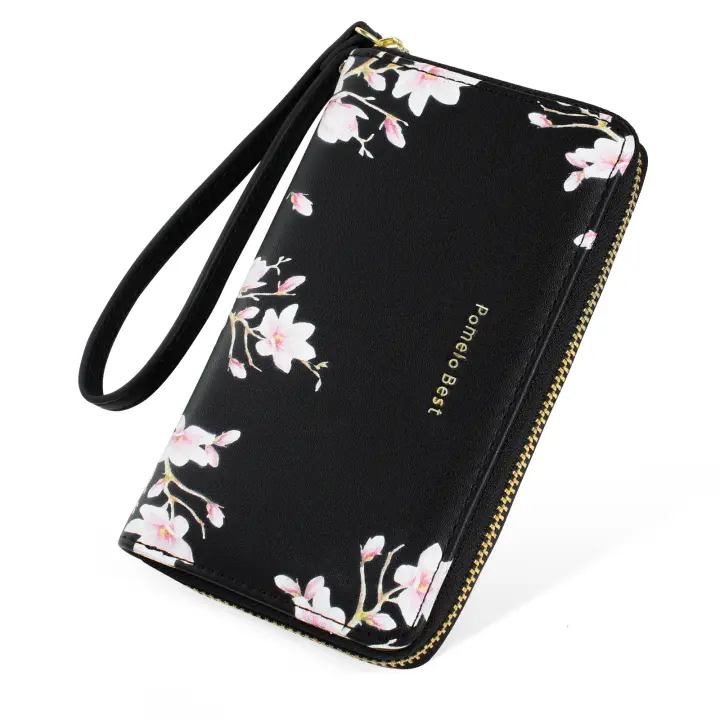 Carteras de Mujer con Estampado Floral - Monedero Elegante con Asa y Cremallera |   Cartera mediana con protección RFID para mujer - 1