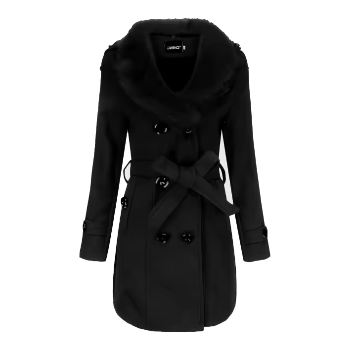 Abrigo largo de lana para mujer, traje de invierno, cuello larg, doble, Europeo, 2024 - 1