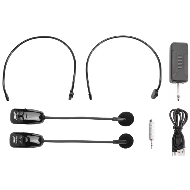 AMPLIFICADOR DE MICRÓFONO U12F Uhf para dos auriculares inalámbricos, mezclador adecuado para guías de enseñanza, reuniones, conferencias - 1