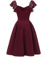 Vestido Retro para Mujer 2024 Cuello en V Sexy Encaje, Manga Corta con Volantes, Cintura Ajustada, Estilo de Fiesta de Swing - details 3