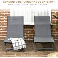 Sillones de Jardín Exterior de Aluminio Reclinables, Ajustables, 5 Niveles, Ruedas, Playa Piscina - details 7