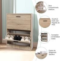 Mueble zapatero de 12 pares - Estantería de gran capacidad para vestíbulo o pasillo - (ancho) 60 x (profundidad) 24 x (alto) 80 cm - Madera clara blanca - details 135