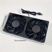 Base de Enfriador de Router de Ventilador Dual USB, Silencioso y Enfriamiento Rápido, Compatible con Enrutadores, Decodificadores, Conmutadores de Red - Material de Plástico, Alimentado por USB, Tensión de Operación ≤36V, No Requiere Batería - details 1