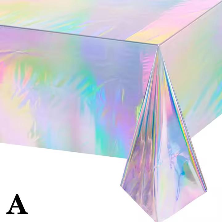 Cubierta de mesa de aluminio iridiscente de plástico para fiesta de Navidad, mantel rectangular, cubierta para mesa de comedor, decoración para banquete, fiesta de boda - 1