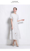 2025 nuevo estilo de encaje hueco con vestido coreano de alta calidad francés blanco para romper el té - details 16
