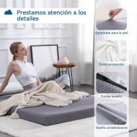 Espuma viscoelástica plegable para invitados, firmeza media, 75 x 195 x 10 cm, con funda, gris - details 6