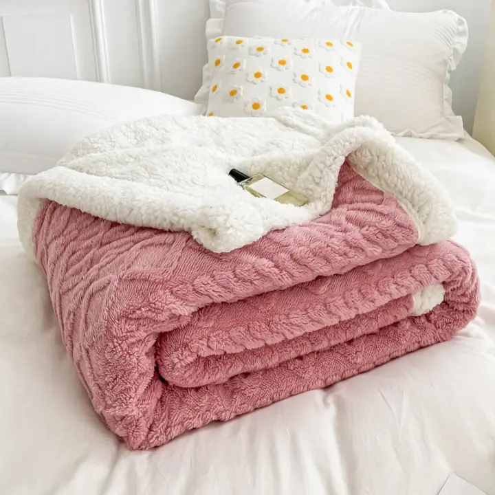 Manta cálida a cuadros para cama, edredón grueso y suave, funda de lana doble, colcha para invierno - 1