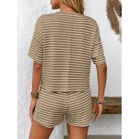 Ropa de Mujer Verano Nuevo Conjunto Deportivo de Shorts Casuales de Moda a Rayas de Punto para Mujer - details 21