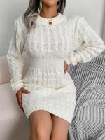 2024 Otoño Invierno mujer Casual manga larga suéter vestido negro blanco azul - details 12