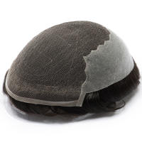 Q6 Base Prótesis capilar para hombres Línea de cabello invisible Sistema de cabello para hombres Peluca masculina de cabello humano natural Sistema de cabello masculino transpirable Q6 Base de piel Peluquín para hombres con nudos blanqueados - details 2