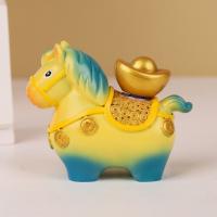 Adornos de caballo del zodiaco Kawaii, estatua de caballo de dibujos animados de resina giratoria hecha a mano, mascota del caballo, año del caballo - details 2