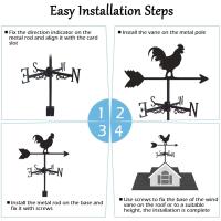 Silueta de veleta de gallo, indicador de paletas de viento, decoraciones para exteriores, jardín para construcción de patio de techo - details 5