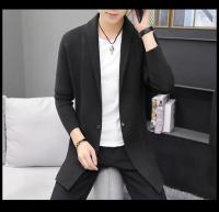 Suéter de otoño e invierno para hombre, suéter de punto, chaqueta, cárdigan largo para hombre, suéter de lana, suéter de color sólido - details 18