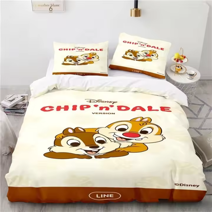 Juego de Ropa de Cama de Anime 3D Edredón de Chip 'n' Dale Decoración de Familia de Textiles para el Hogar - 1