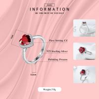 Anillo de Plata Elevado con Corazón Rojo Circonita Cúbica, Estrella, Luna, Flor, Joyería de Boda, Regalos - details 2