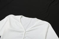 BUNO-Conjunto informal de 2 piezas de gato extraño para mujer, Tops cortos de manga larga con una botonadura y volantes, Mini traje corto sencillo y fino, tendencia de otoño - details 14