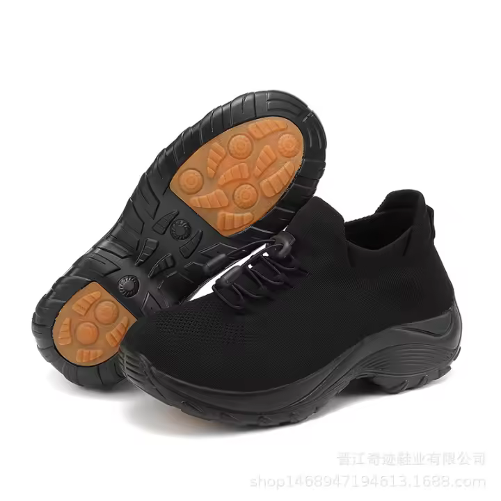 Zapatos antideslizantes de mujer de gran tamaño, zapatos de madre, calcetines, zapatos informales de tejido con mosca, zapatos de mujer mecedora - 1