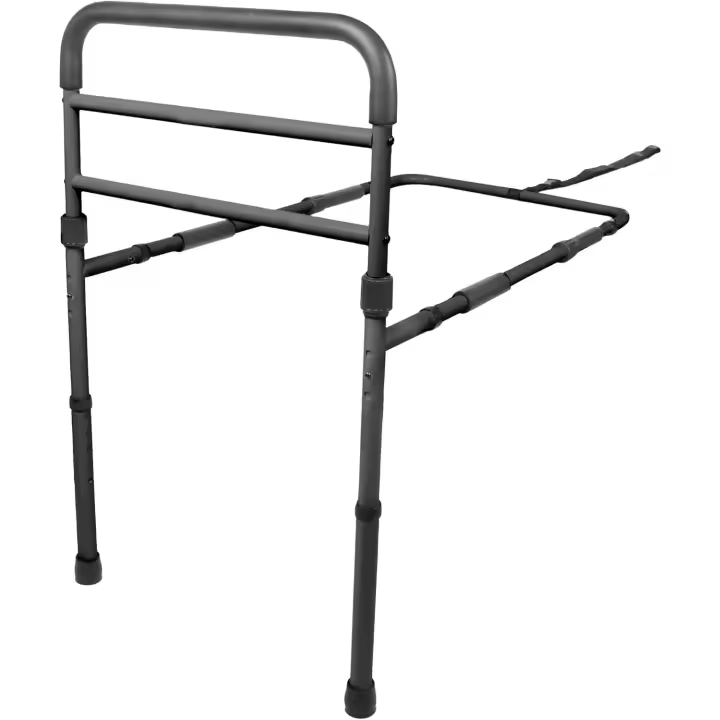 Barandilla Cama Adulto con Patas (Altura Somier de 26 a 41 cm), Barrera Ajustable, Seguridad, Asidero Ancianos, Acolchada Negra - 1