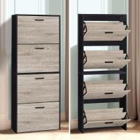 Mueble zapatero de 12 pares - Estantería de gran capacidad para vestíbulo o pasillo - (ancho) 60 x (profundidad) 24 x (alto) 80 cm - Madera clara blanca - details 56