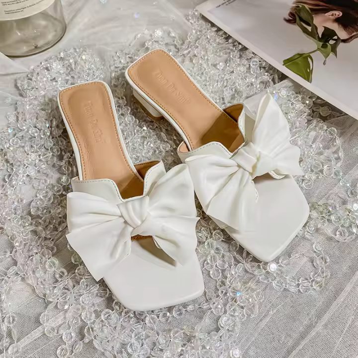Zapatillas de verano para mujer, calzado antideslizante, tacón alto, lazo suave, tallas más grandes, 2024 - 1