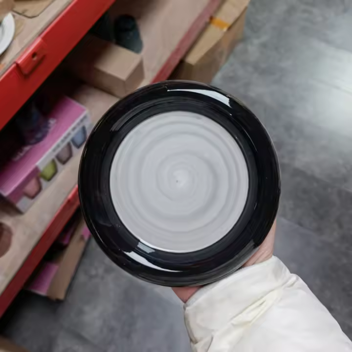 Crema pintada a mano gordita linda cerámica desayuno postre plato plato de cena plato de almacenamiento de alto valor pequeño - 1