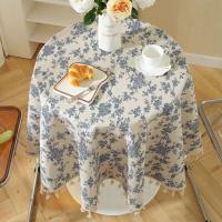 Sábanas verdes con manteles circulares estampados, manteles bohemios de lino y algodón con borlas para cocina, comedor y Navidad - details 10